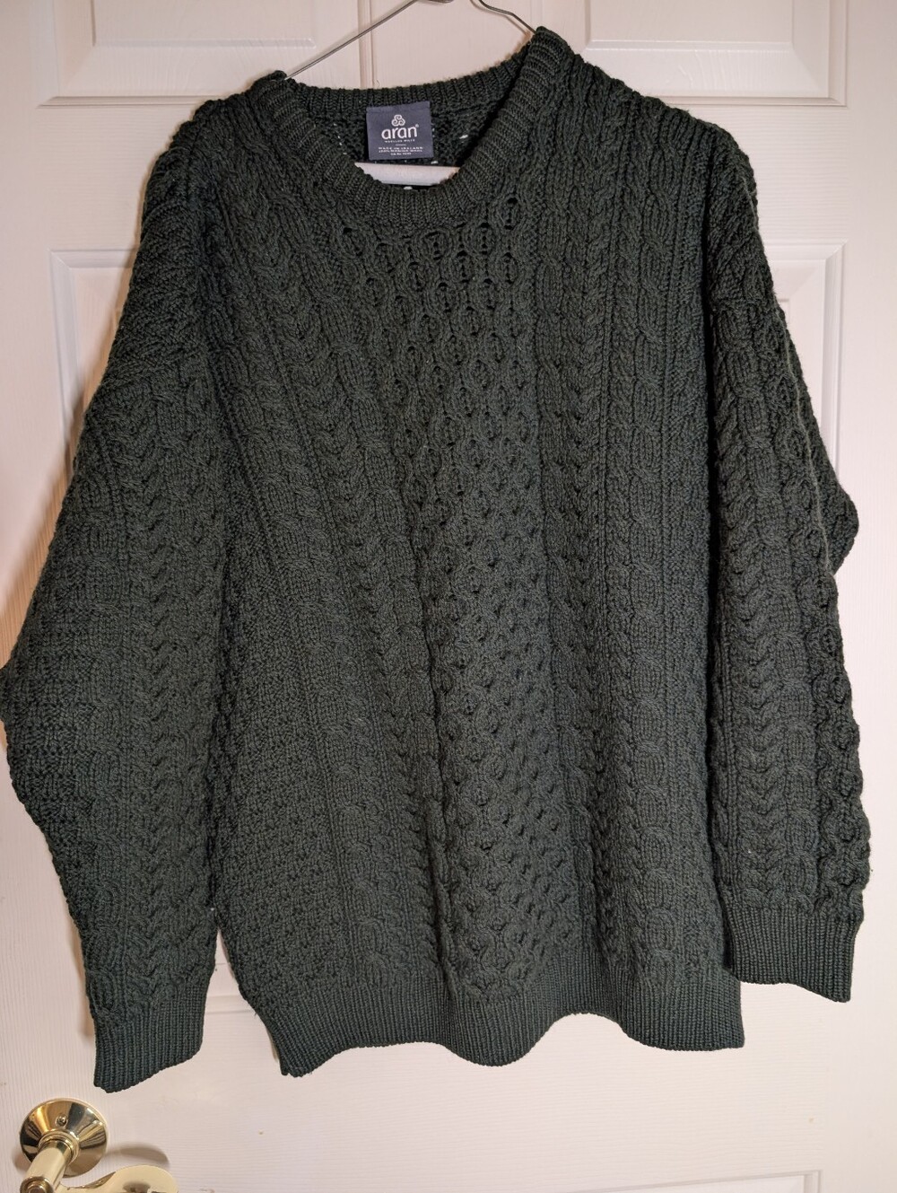Aran Woolen Mills | Dark Green Merino Wool Knit Sweater Large